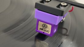 Nagaoka MP-200 phono cartridge mounted on turntable headshell