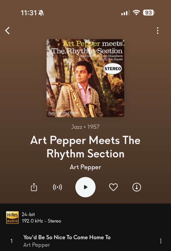 Qobuz high-res Art Pepper